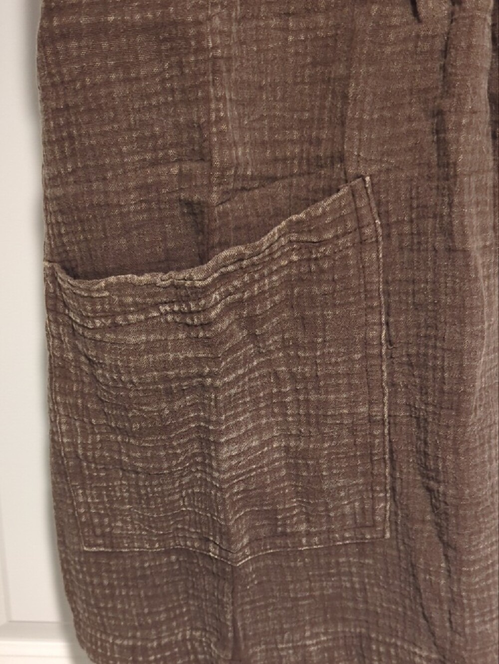 Zenana Outfitters Brown Cotton Gauze Pinafore Romper - Picture 2 of 4